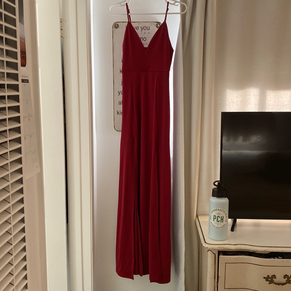 Maroon formal long dress with slits only worn once